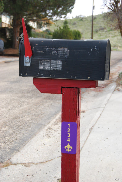 Fleur-de-Lis Purple & Gold Address Plaque - 3.5" x 7"