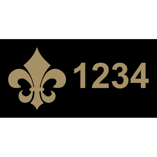 Fleur-de-Lis Black & Gold Address Plaque - 12" x 6"