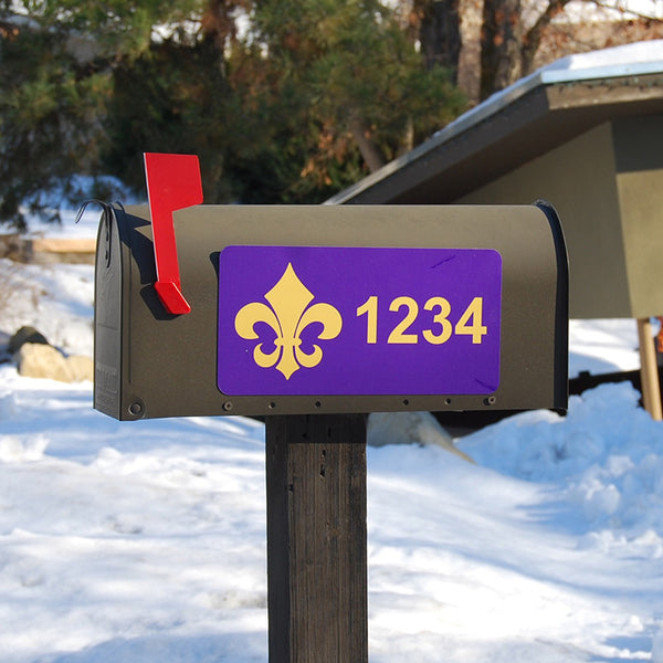 Fleur-de-Lis Purple & Gold Address Plaque - 12" x 6"