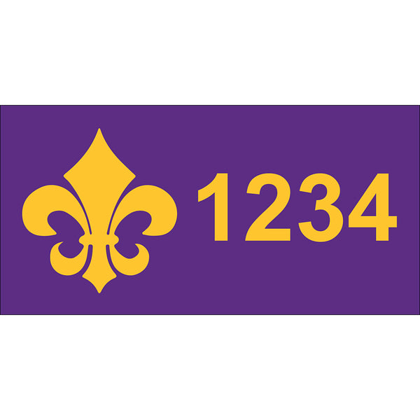 Fleur-de-Lis Purple & Gold Address Plaque - 12" x 6"