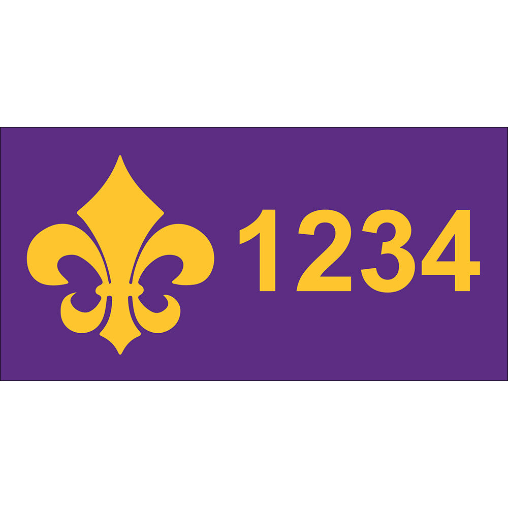 Fleur-de-Lis Purple & Gold Address Plaque - 7" x 3.5"