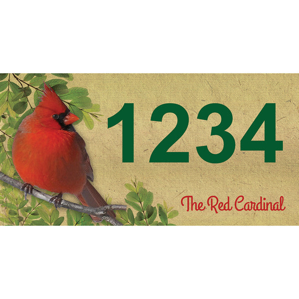 Red Cardinal Address Plaque - 12" x 6"