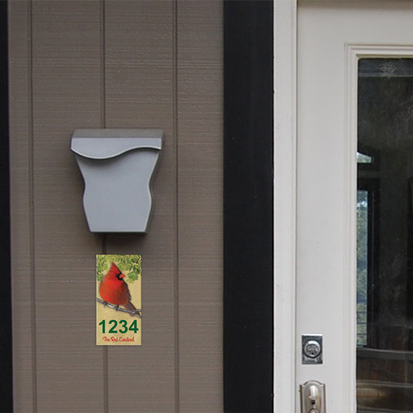Red Cardinal Address Plaque - 3.5" x 7"