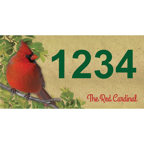Red Cardinal Address Plaque - 7" x 3.5"