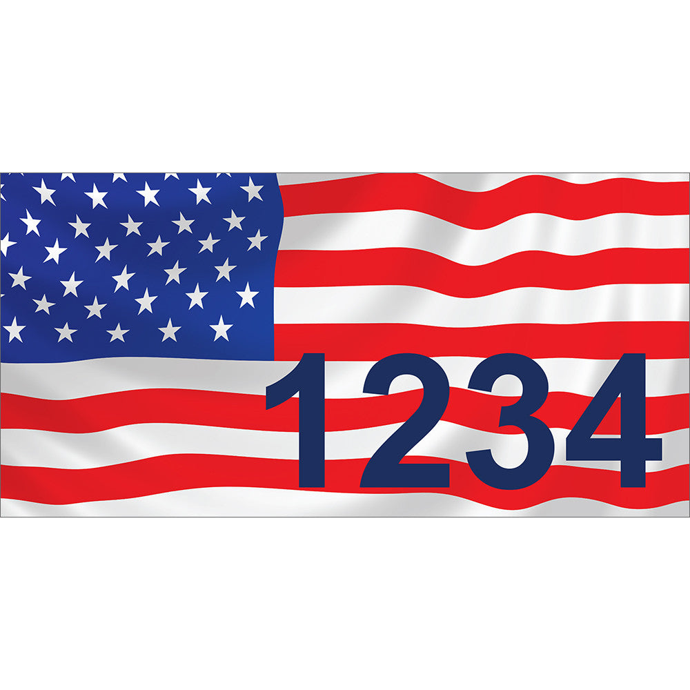 American Flag Address Plaque: V1 - 12" x 6"