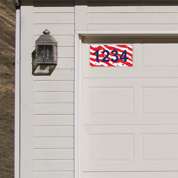 American Flag Address Plaque: V2 - 12" x 6"